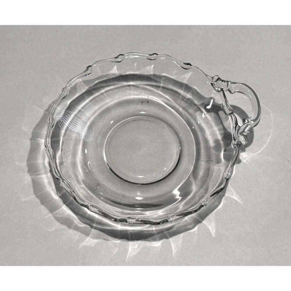 vintage‎ Fostoria 6" clear glass handled nappy candy dish bowl